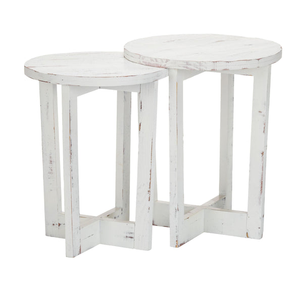 23" Rustic Modern Farmhouse White Round End Table