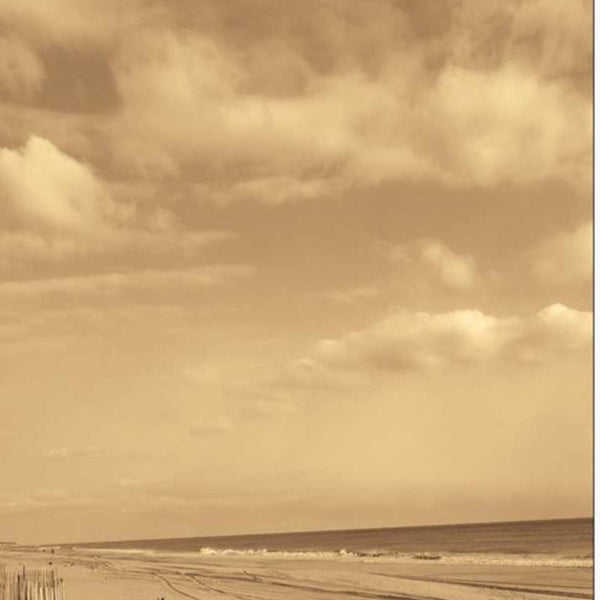 21" Sepia Toned Beach Scene Giclee Print on Gallery Wrap Canvas Wall Art