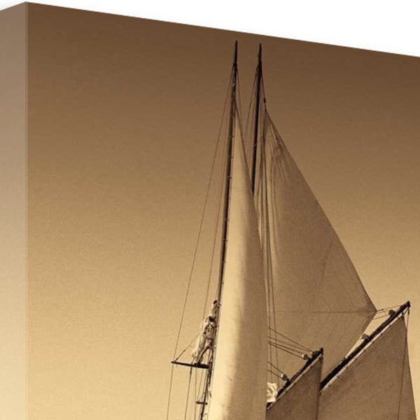 18" Sailing the Seas Sepia Tone Giclee Wrap Canvas Wall Art