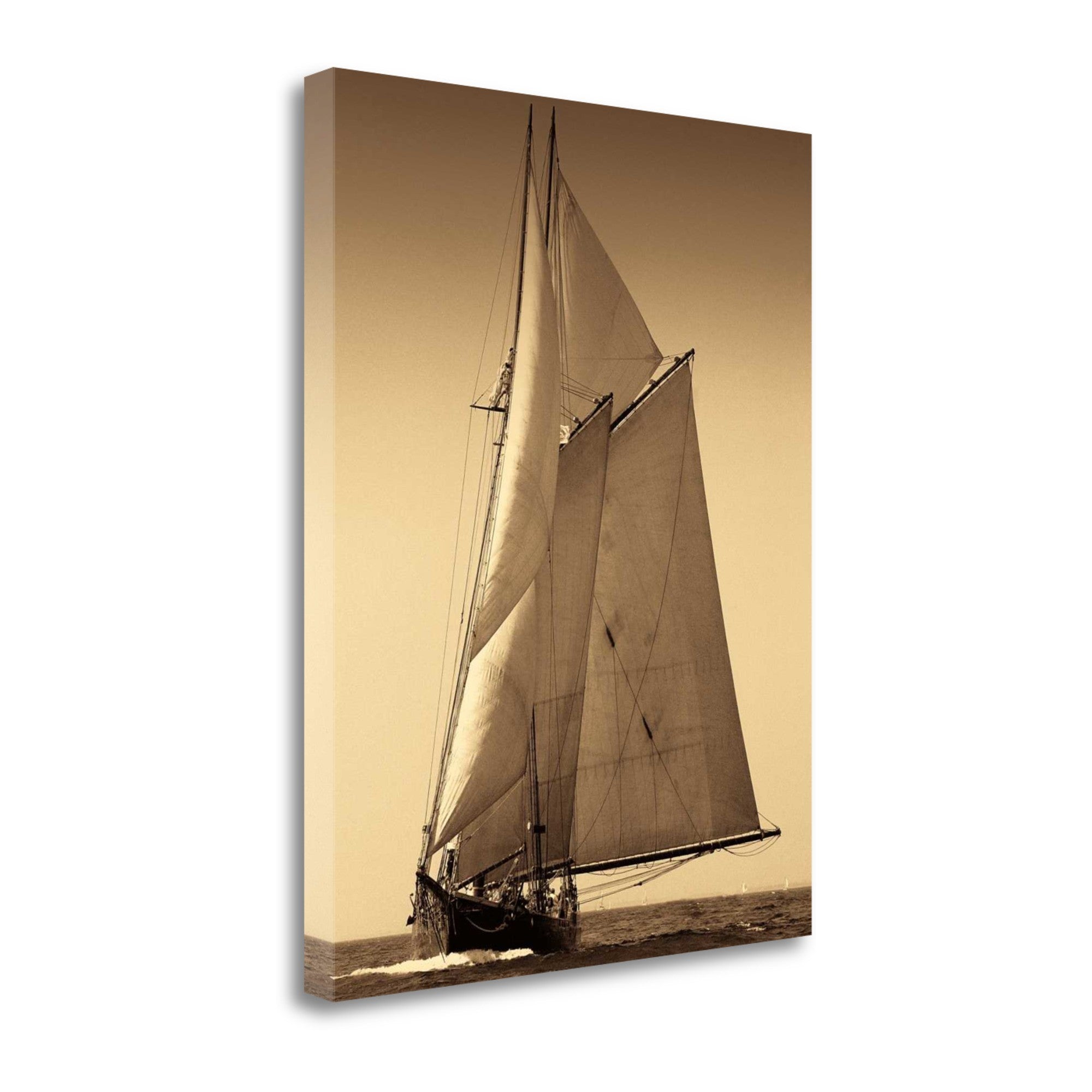 22" Sailing the Seas Sepia Tone Giclee Wrap Canvas Wall Art