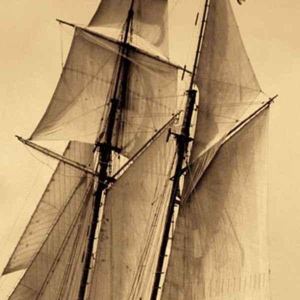 18" Sailing the Dramatic Seas Sepia Tone Giclee Wrap Canvas Wall Art