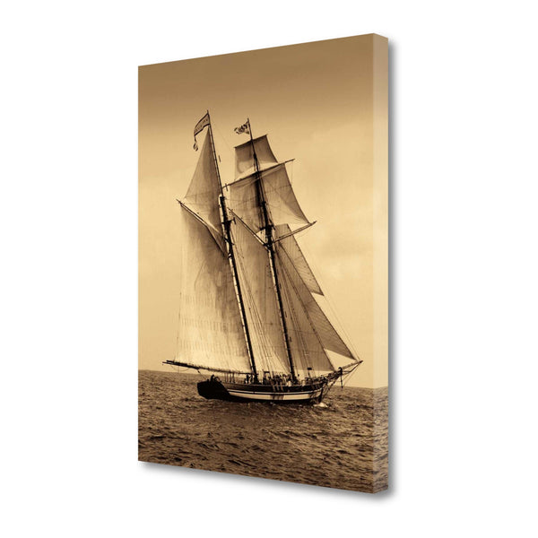 22" Sailing the Dramatic Seas Sepia Tone Giclee Wrap Canvas Wall Art