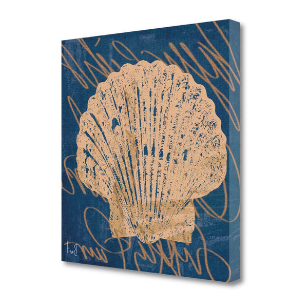 22" Seashell on Blue Background Gallery Wrap Canvas Wall Art