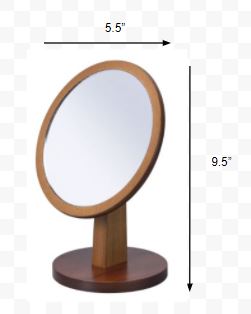 Walnut Finish Round Vanity Mirror on Pedestal