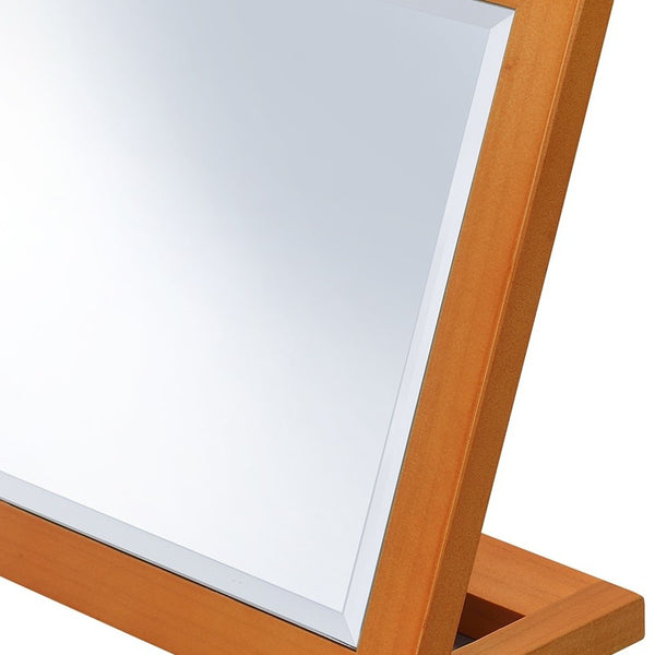 Walnut Finish Rectangle Adjustable Vanity Mirror