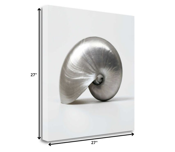 27" Contemporary Metallic Seashell Print on Gallery Wrap Canvas Wall Art