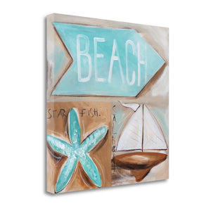 25" Starfish Sailboat and Beach Sign Giclee Wrap Canvas Wall Art