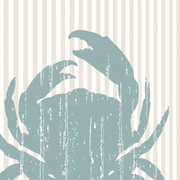 20" Aqua Crab Tan Striped Background Giclee Wrap Canvas Wall Art