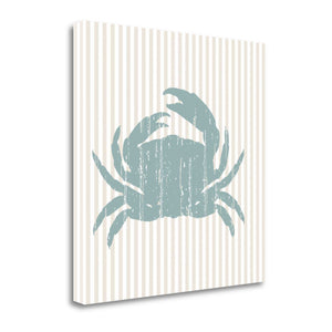 20" Aqua Crab Tan Striped Background Giclee Wrap Canvas Wall Art