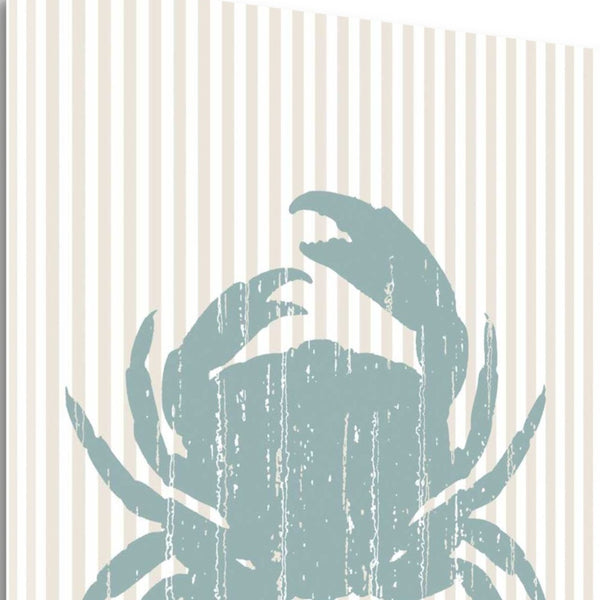 20" Aqua Crab Tan Striped Background Giclee Wrap Canvas Wall Art