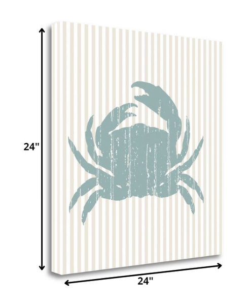 24" Aqua Crab Tan Striped Background Giclee Wrap Canvas Wall Art