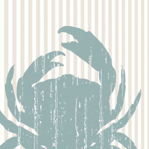 24" Aqua Crab Tan Striped Background Giclee Wrap Canvas Wall Art