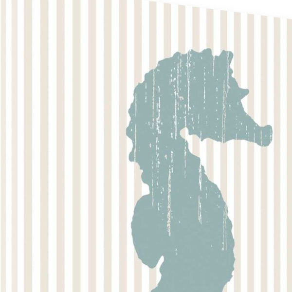 20" Aqua Seahorse Tan Striped Background Giclee Wrap Canvas Wall Art