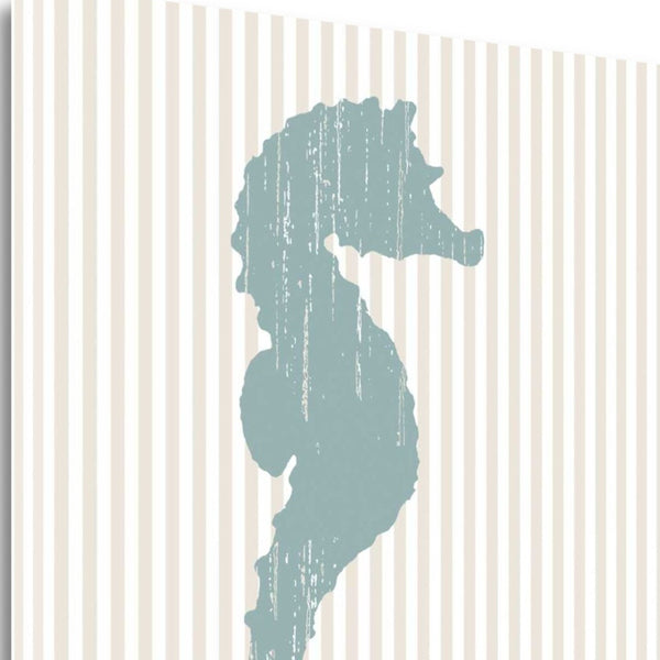 20" Aqua Seahorse Tan Striped Background Giclee Wrap Canvas Wall Art