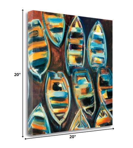 20" Brightly Painted Rowboats Gallery Wrap Canvas Wall Art