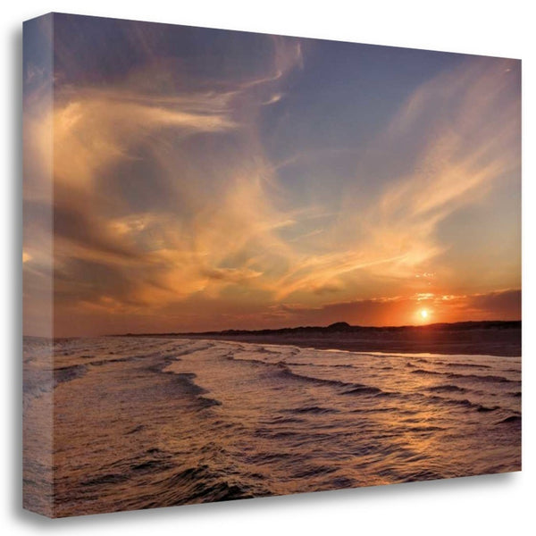 24" Orange Sunset Over The Ocean 1 Giclee Wrap Canvas Wall Art