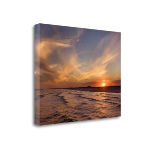 23" Orange Sunset Over The Ocean 2 Giclee Wrap Canvas Wall Art