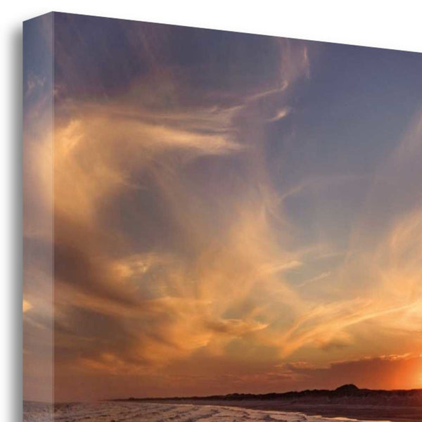 23" Orange Sunset Over The Ocean 2 Giclee Wrap Canvas Wall Art