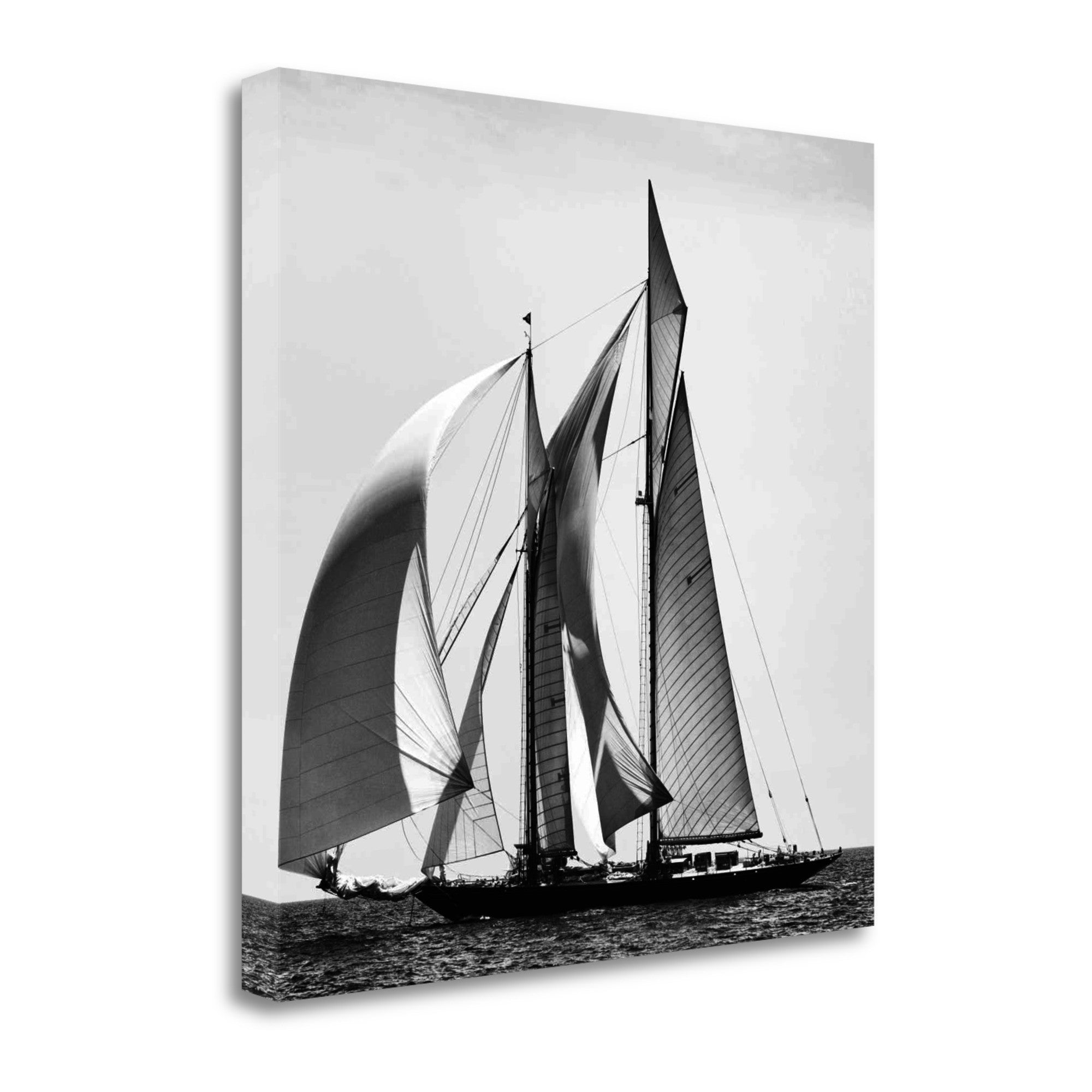 25" Black and White Sailboat Giclee Wrap Canvas Wall Art