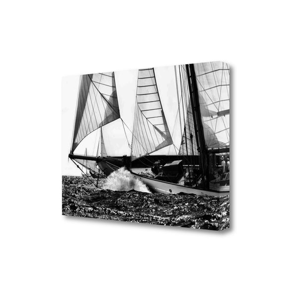 Black and White Sailing Yacht 1 Giclee Wrap Canvas Wall Art