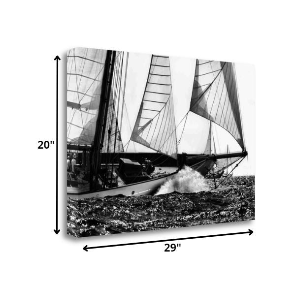 Black and White Sailing Yacht 2 Giclee Wrap Canvas Wall Art