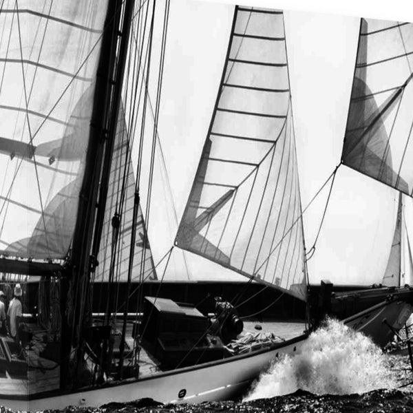 Black and White Sailing Yacht 2 Giclee Wrap Canvas Wall Art