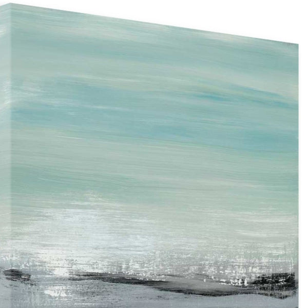 18" Blue Abstract Beach Painting Giclee Print on Gallery Wrap Canvas Wall Art