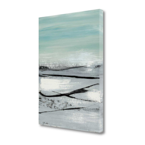 18" Blue Abstract Beach Painting Giclee Print on Gallery Wrap Canvas Wall Art