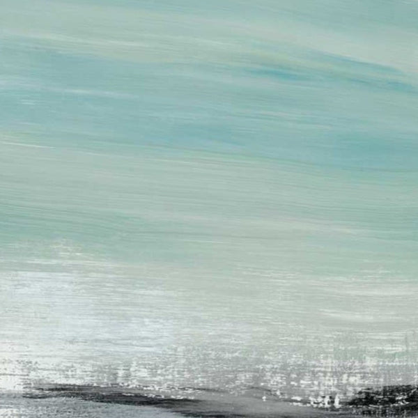 21" Blue Abstract Beach Painting Giclee Print on Gallery Wrap Canvas Wall Art