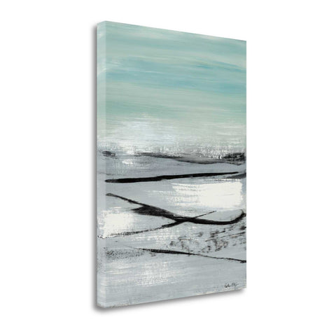 21" Blue Abstract Beach Painting Giclee Print on Gallery Wrap Canvas Wall Art