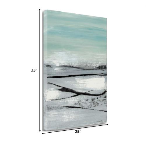 25" Blue Abstract Beach Painting Giclee Print on Gallery Wrap Canvas Wall Art