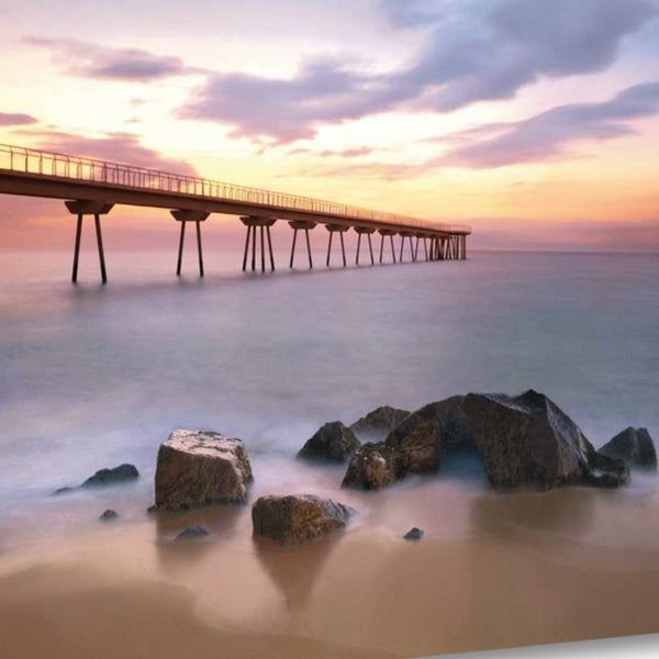 24" Majestic Coastal Ocean Pier Giclee Wrap Canvas Wall Art