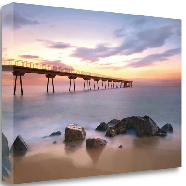 24" Majestic Coastal Ocean Pier Giclee Wrap Canvas Wall Art