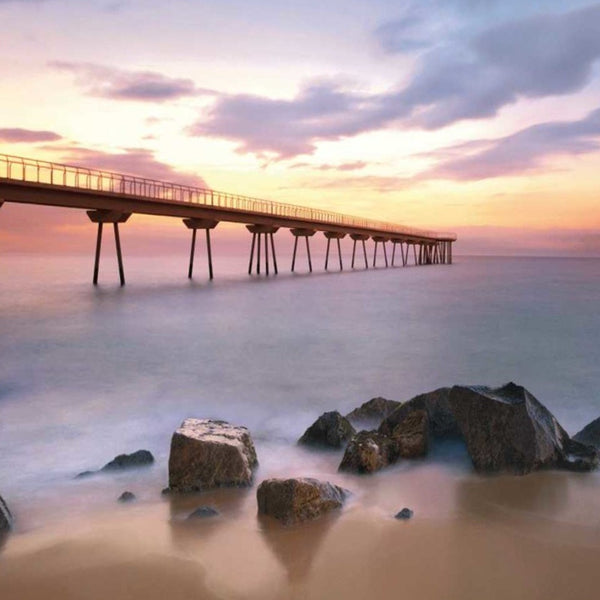 34" Majestic Coastal Ocean Pier Giclee Wrap Canvas Wall Art