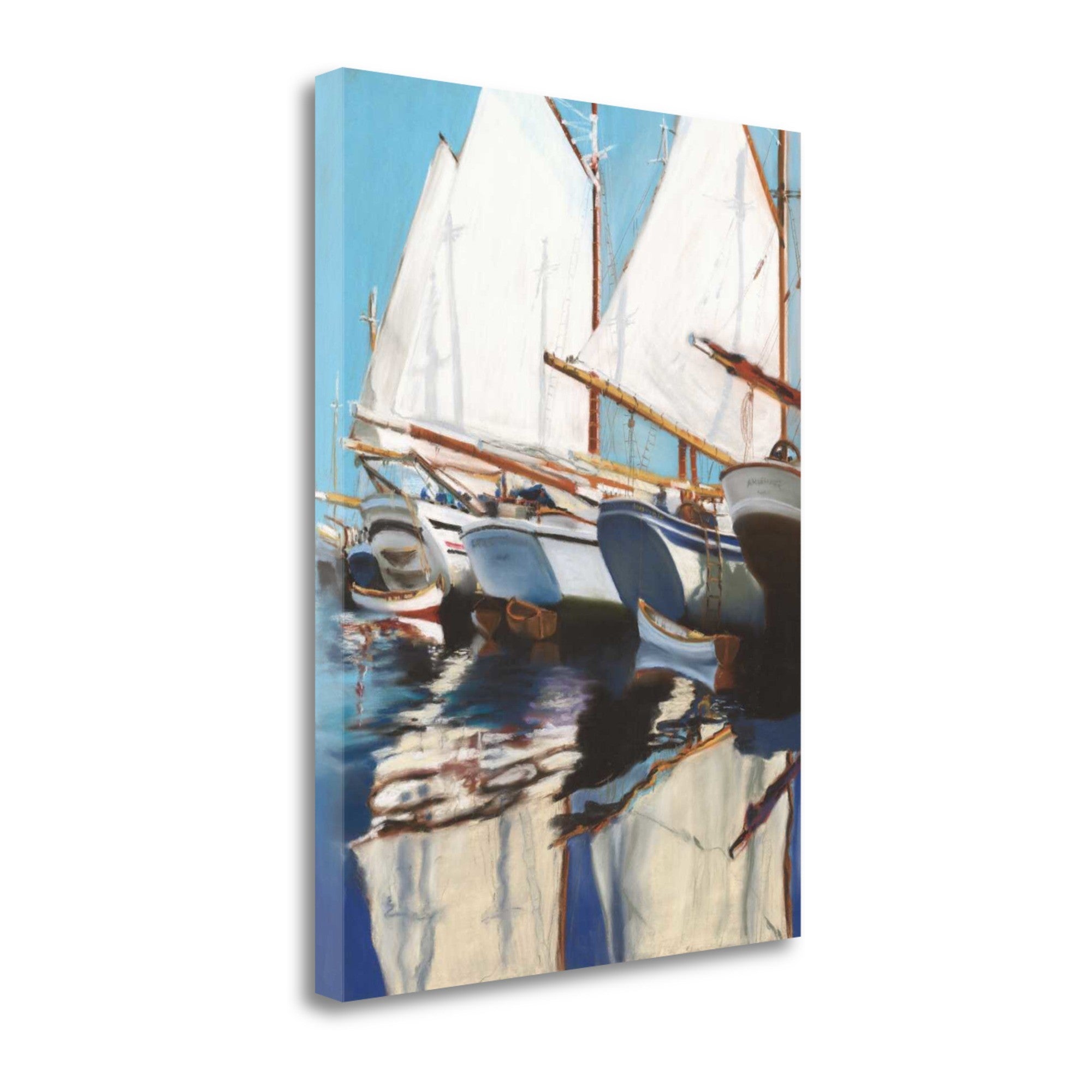 18" Fun and Vibrant Sailboats Giclee Wrap Canvas Wall Art