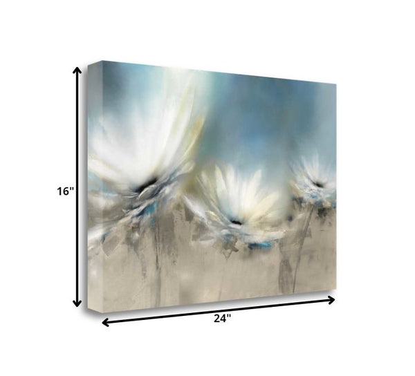 24" Whimsical White Daisies Print on Gallery Wrap Canvas Wall Art