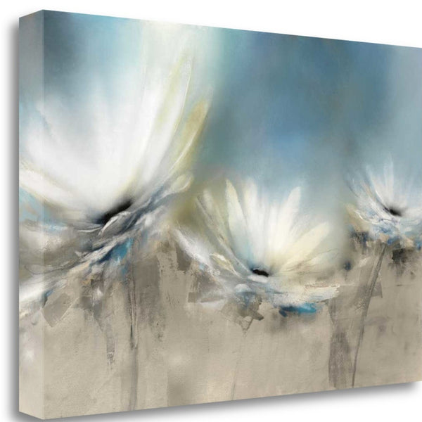 24" Whimsical White Daisies Print on Gallery Wrap Canvas Wall Art