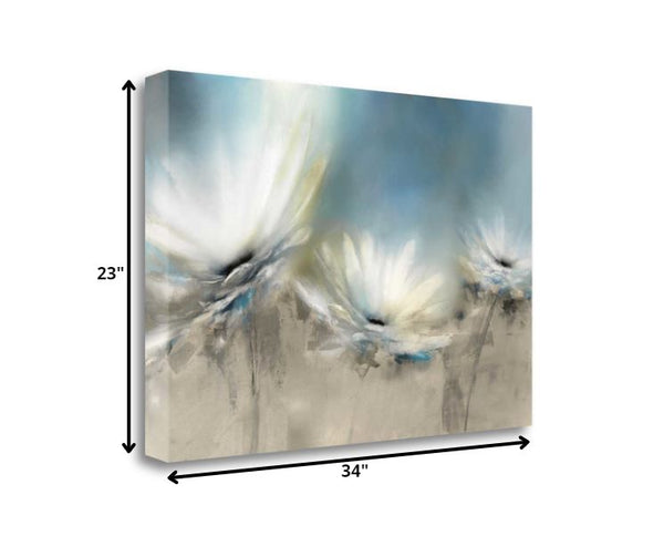 34" Whimsical White Daisies Print on Gallery Wrap Canvas Wall Art