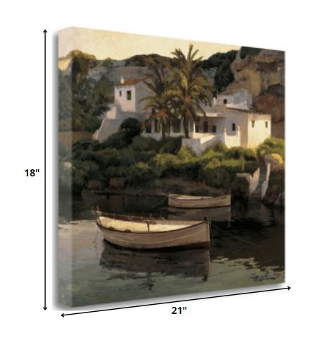 21" Summer Inspired Soft Coastal Town Gallery Wrap Canvas Wall Art