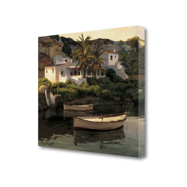 21" Summer Inspired Soft Coastal Town Gallery Wrap Canvas Wall Art