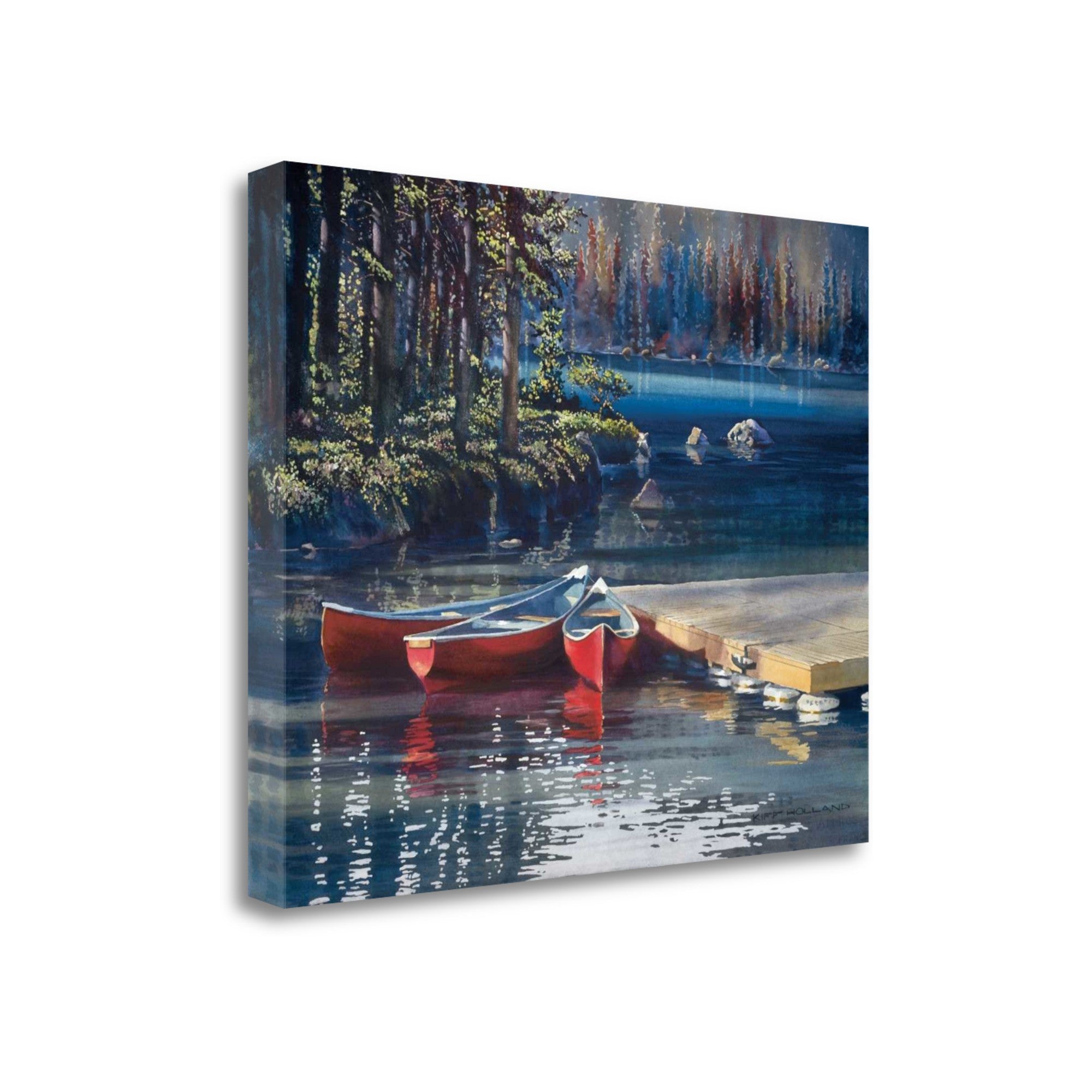 23" Three Red Boats Giclee Wrap Canvas Wall Art