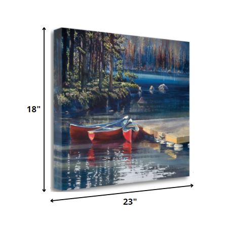 23" Three Red Boats Giclee Wrap Canvas Wall Art