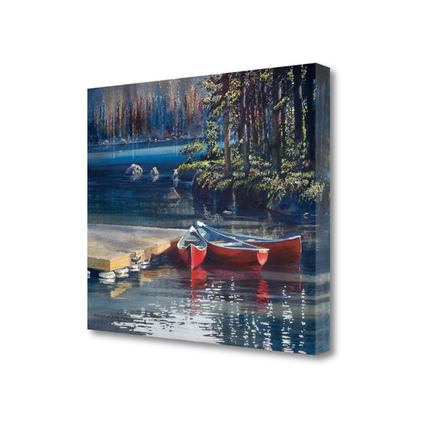 23" Three Red Boats Giclee Wrap Canvas Wall Art