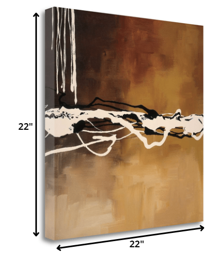 22" Abstract Shades of Brown 1 Giclee Wrap Canvas Wall Art