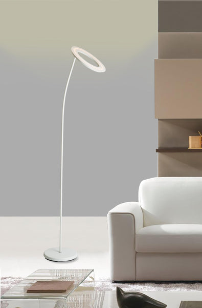 White Metal Floor Lamp with Halo Shade