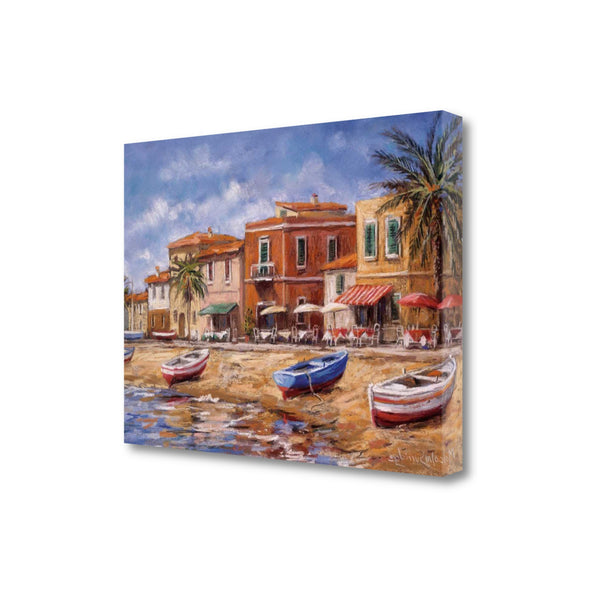 24" Coastal Beach Front Cafés and Shops Print on Gallery Wrap Canvas Wall Art