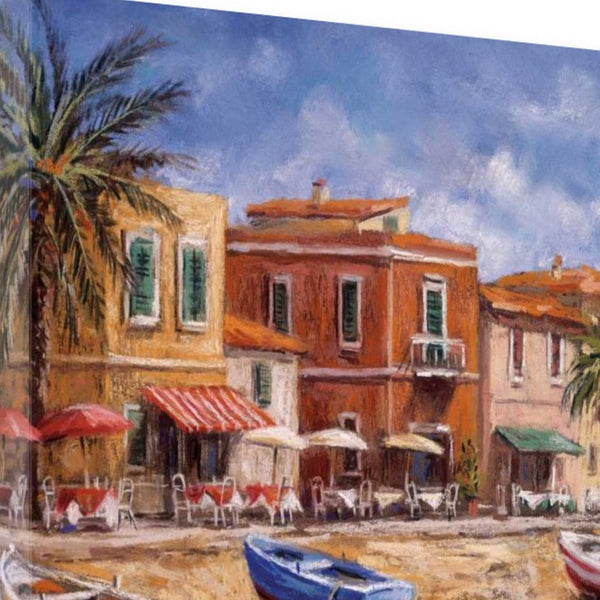 29" Coastal Beach Front Cafés and Shops Print on Gallery Wrap Canvas Wall Art