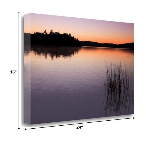 24" Breath Taking Sunrise over the Lake Gallery Wrap Canvas Wall Art