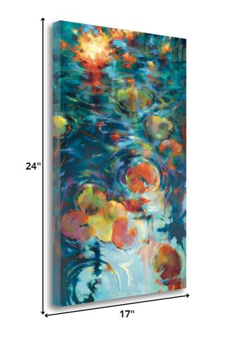 17" Abstract Colorful Pond 1 Giclee Wrap Canvas Wall Art