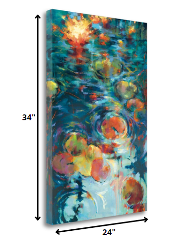 24" Abstract Colorful Pond 3 Giclee Wrap Canvas Wall Art